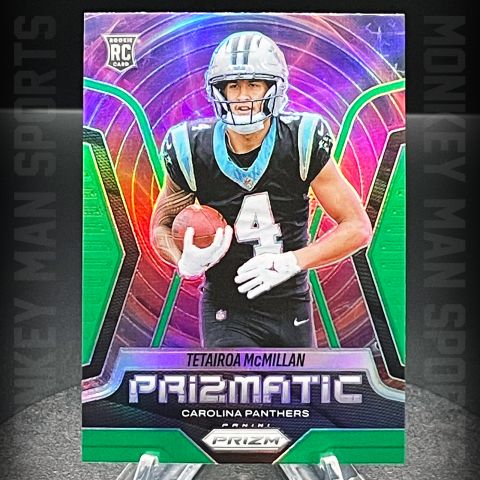 2025 Prizm - Tetairoa McMillan Rookie RC - PRIZMATIC #1 GREEN PRIZM PANTHERS